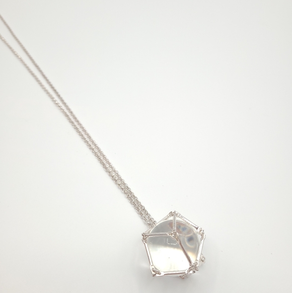 Long Silver Chain Necklace with Crystal Ball Pendant - Picture 6 of 8